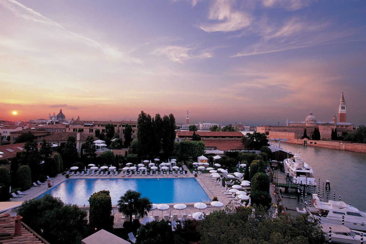 Cipriani Swimming Pool at Sunset in Venice Italy