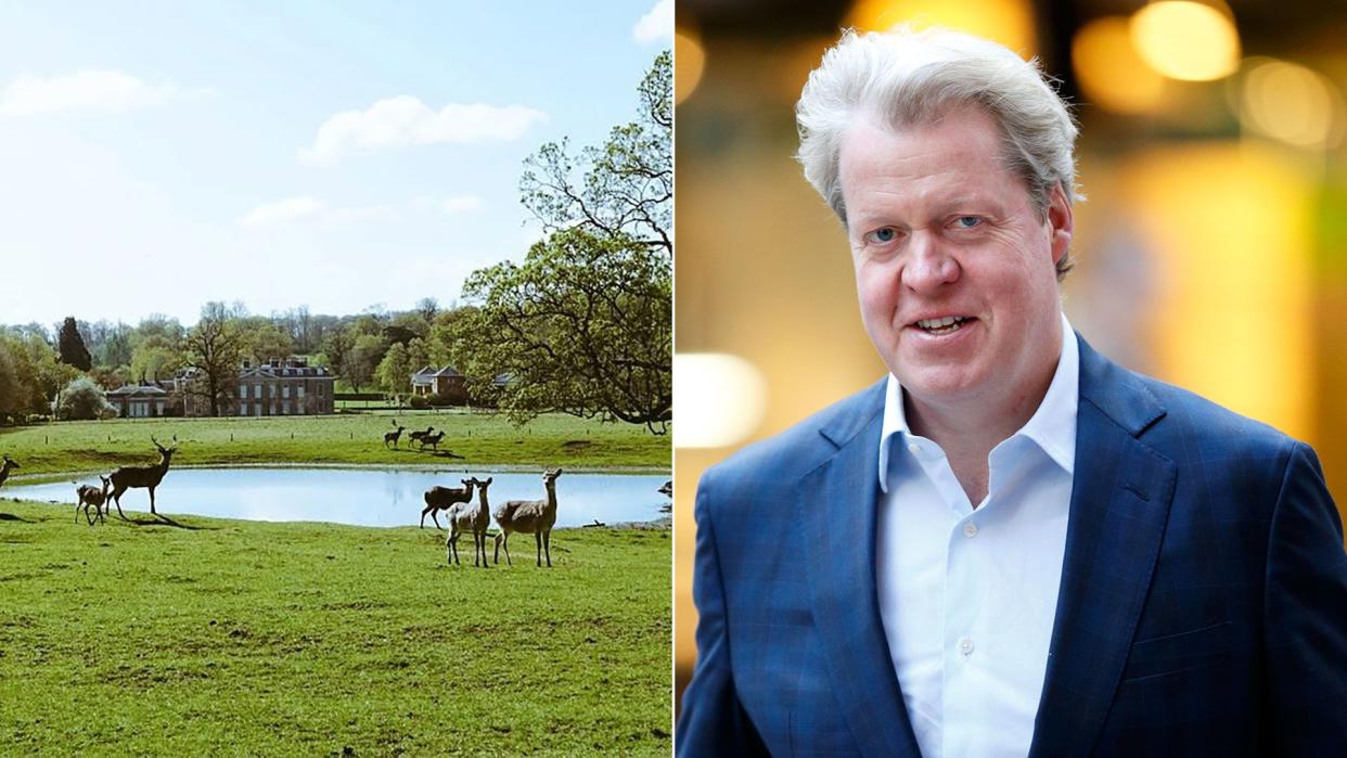 Earl Charles Spencer composite image with Althorp House