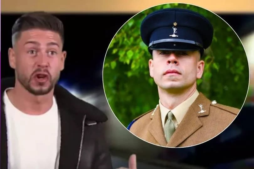 Anth Kennedy on Geordie Shore and (inset) in his army uniform