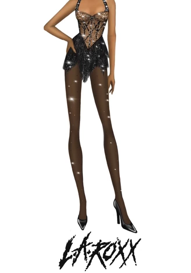 A sketch of Jennifer Hudson’s onstage look from L.A. Roxx.