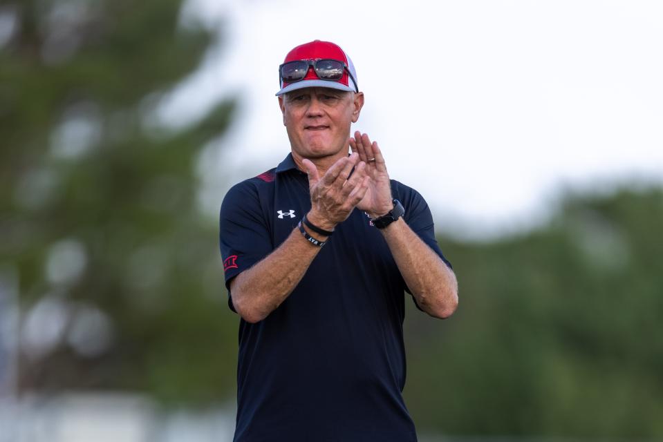 Texas Tech coach Tom Stone and the Red Raiders play No. 15 TCU in a regular-season finale Thursday in Fort Worth. The two teams are tied for second in the Big 12. Tech can earn a share of the Big 12 title with a victory and a Texas loss to Oklahoma.