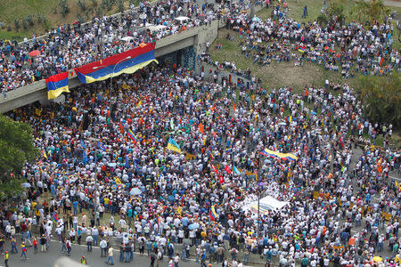 A general view shows an opposition rally in Caracas, Venezuela April 6, 2017. REUTERS/Christian Veron