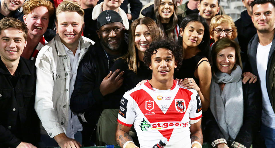 Seen here, Tristan Sailor with family during his NRL career with the Dragons.