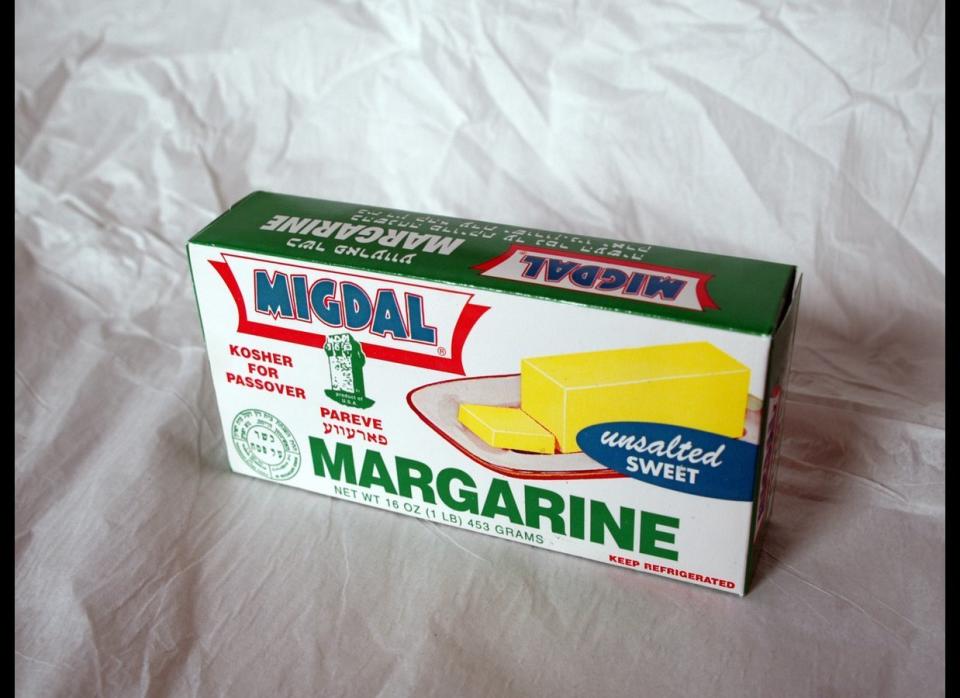 To stay solid at room temperature, vegetable oils are hydrogenated, which creates trans fatty acids that can raise LDL -- or bad cholesterol.     Most solid sticks of margarine contain trans fats and/or saturated fat.     These include Country Crock Spreadable Sticks (80 calories, 1.5 grams saturated fat, 2 grams trans fats), Blue Bonnet Sticks (70 calories, 1.5 grams saturated fat, 1.5 grams trans fat), Land O'Lakes Margarine Sticks (100 calories, 2 grams saturated fat, 2.5 grams trans fats), and Fleischmann's Original Stick Margarine (80 calories, 2 grams saturated fat, 1.5 grams trans fat).  