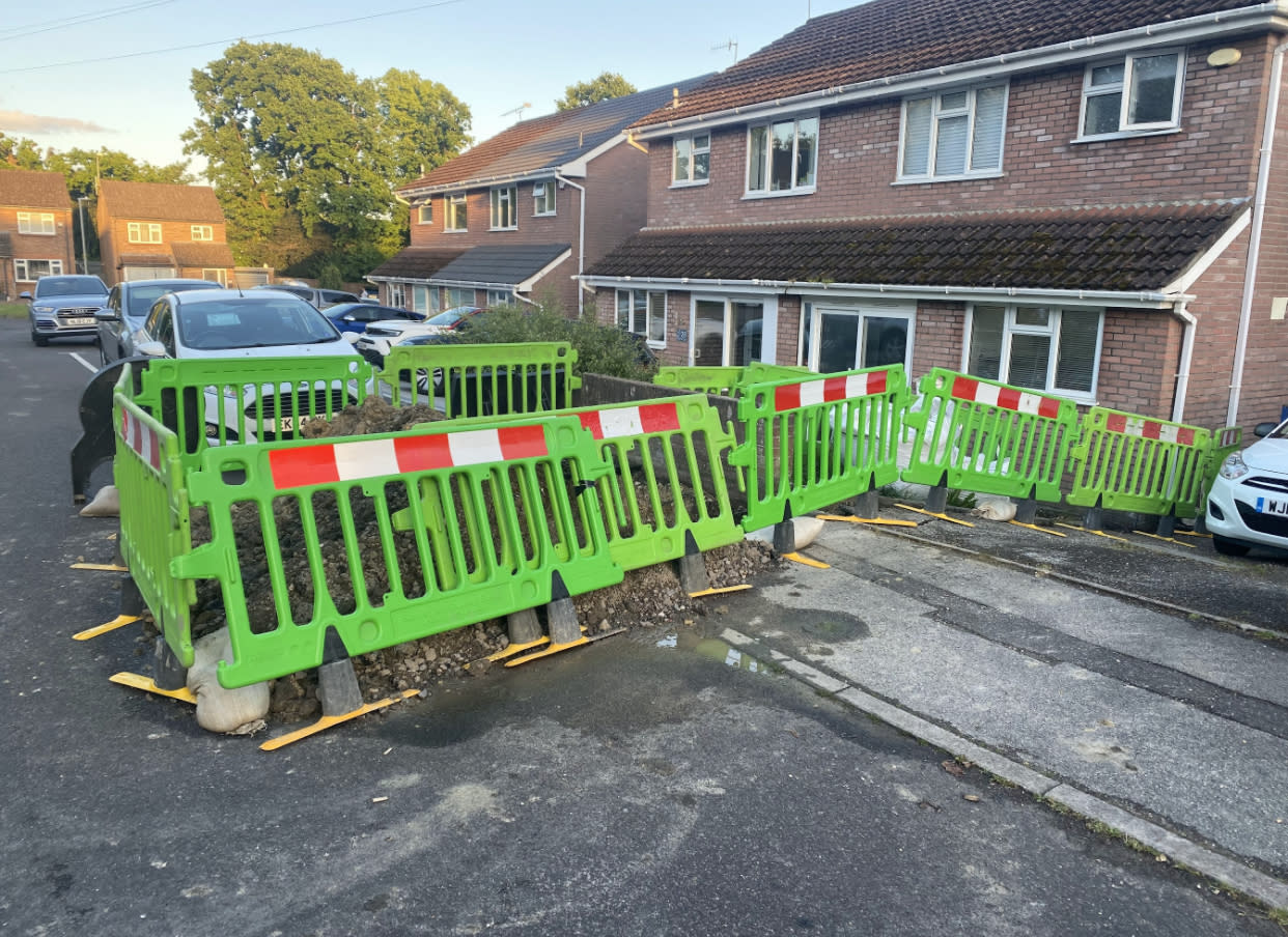 Scottish and Southern Electricity Network (SSEN) left barriers up around the 15ft by 3ft hole. (BNPS)