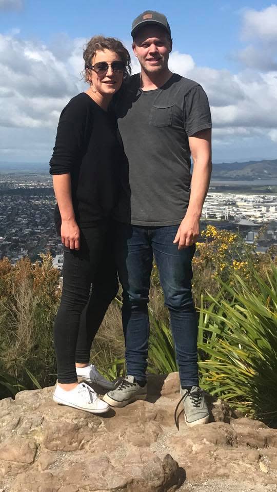 Pictured is 29-year old New Zealand woman Shari Fietje, with her husband Jamie.