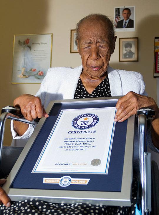 Susannah Mushatt Jones is 116 years old. (Photo: Guinness World Records/AFP)