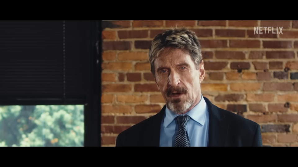 Screenshot from "Running with the Devil: The Wild World of John McAfee"