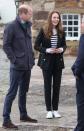 <p>Meeting with fishermen in St Andrews, Scotland, the Duchess of Cambridge chose an appropriate nautical-inspired sweater, paired with a black blazer and slacks. She finished off the polished look with <a href="https://www.townandcountrymag.com/style/fashion-trends/g15925659/kate-middleton-favorite-shoes/" rel="nofollow noopener" target="_blank" data-ylk="slk:Veja sneakers;elm:context_link;itc:0;sec:content-canvas" class="link ">Veja sneakers</a>, a longtime Meghan Markle staple shoe.</p><p><a class="link " href="https://go.redirectingat.com?id=74968X1596630&url=https%3A%2F%2Fwww.net-a-porter.com%2Fen-us%2Fshop%2Fproduct%2Fveja%2Fshoes%2Flow-top%2Fplus-net-sustain-esplar-metallic-trimmed-leather-sneakers%2F22527730566102805&sref=https%3A%2F%2Fwww.townandcountrymag.com%2Fstyle%2Ffashion-trends%2Fnews%2Fg1633%2Fkate-middleton-fashion%2F" rel="nofollow noopener" target="_blank" data-ylk="slk:Shop the Sneakers;elm:context_link;itc:0;sec:content-canvas">Shop the Sneakers</a></p>