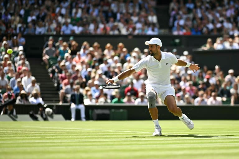 Le Serbe Novak Djokovic au cours de son match du 2e tour à Wimbledon contre le Britannique Jacob Fearnley le 4 juillet 2024 à Londres (Ben Stansall)