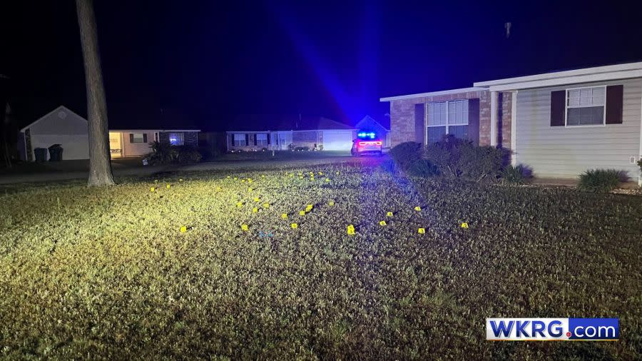 Shell casings on the lawn of a Crestview area home in Florida.