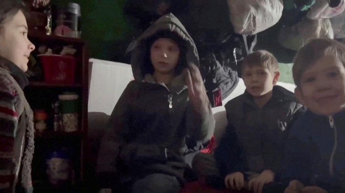 Children in a bunker said to be in the Azovstal steel plant in Mariupol.