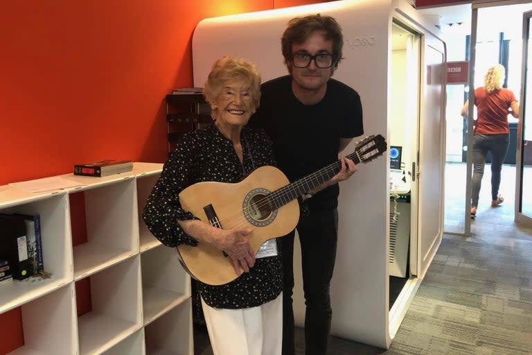 A 97-year-old great-grandmother will join an official London attempt to set a Guinness World Record for completing the longest guitar lesson ever.Music school The Guitar Social is launching its 24-hour non-stop tutorial in East London this week with more than 200 guitarists of all ages.They will be adjudicated by Guinness World Records staff and aim to both set a record and raise £24,000 to fund the music school’s work providing the visually impaired, homeless families, and refugees across the capital with guitars and fun lessons.Music legend Stevie Wonder has publicly endorsed the attempt, calling it “ a great initiative” which “is a small stepping stone on the way to enabling the visually impaired to learn an instrument”.Participant Mary Barsh, of Pimlico, started taking weekly classes with The Guitar Social at the Royal National Institute of Blind People last summer after receiving a flyer through her door.The great-grandmother is has severe visual impairment and had never previously played a musical instrument, but now practises daily and has even given her beloved acoustic guitar a name - Gertie. Mrs Barsh, a former West End Tiller Girl, told the Standard: “It [the leaflet] said ‘all ages’, and I thought ‘oh, well maybe I’m not too old to have a go - if it says all ages, it must mean all ages’. So I went along.“I’ve kept at it ever since and I like it more and more... I really feel down if the lesson isn’t going to take place for one reason or another. I love it. I just look at Gertie - I named her Gertie, Gertie Guitar, as I just thought it would be nice to make it a bit more personal rather than just a guitar, you know she’s like a friend - and think ‘I must pick Gertie up and have a bit of practise’.”Mrs Barsh will help kick off the giant lesson with an hour-long stint today, and hopes to get to practise a rendition of her favourite song to strum - Free Falling by Tom Petty, or another favourite, Bob Marley’s Three Little Birds.Her teacher Thomas Binns, 33, who launched The Guitar School in London five years ago, said: “I’ve taught thousands of people but the interesting thing about Mary is I’ve not come across anyone who’s quite as obsessive and instantly devoted to the instrument, and she’s be-come an amazing advocate for the idea of taking up an instrument later in life.She’s blind, 97, and now playing Bob Marley songs. I like working with her so much because she flies in the face of a can’t do attitude, it’s always a ‘can do’ with Mary.”Of the attempt at a 24-hour lesson, he said: “A couple of people have attempted it and failed before… It’s in the bag though, we have got it.”Londoners can sign up to attend to join in one 12 two-hour overlapping sessions at https://tinyurl.com/yyrsgqup and head to Trinity Art Gallery, Unit 22, Hope Street, London City Island from 6.30pm today.To donate see www.crowdfunder.co.uk/guitar-social