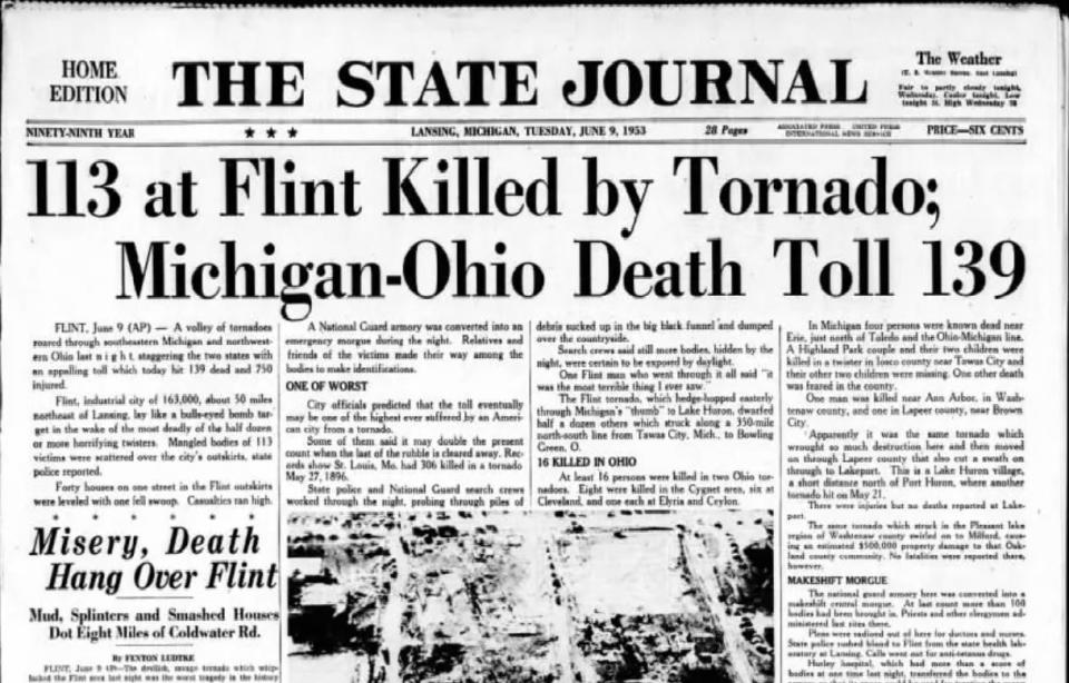 Front page of the Lansing State Journal from June 9, 1953.