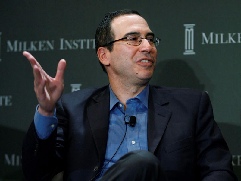 Steven Mnuchin speaks at a panel discussion 