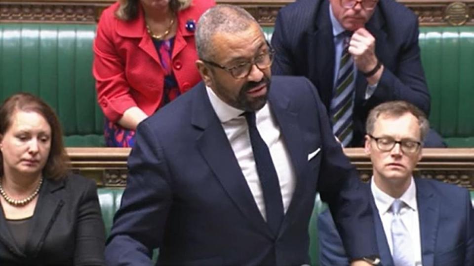 Home Secretary James Cleverly debating Rwanda bill in House of Commons (Sky News/House of Commons)