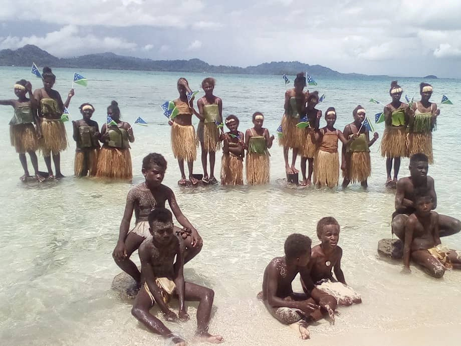 Students attend a climate change protest in Marovo Island, Solomon Islands: Reuters