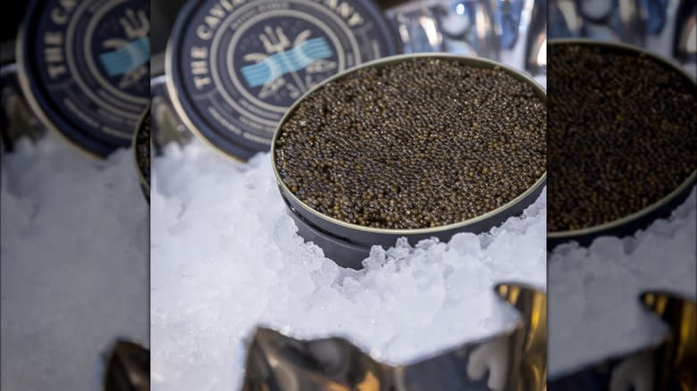 Full caviar tin on ice