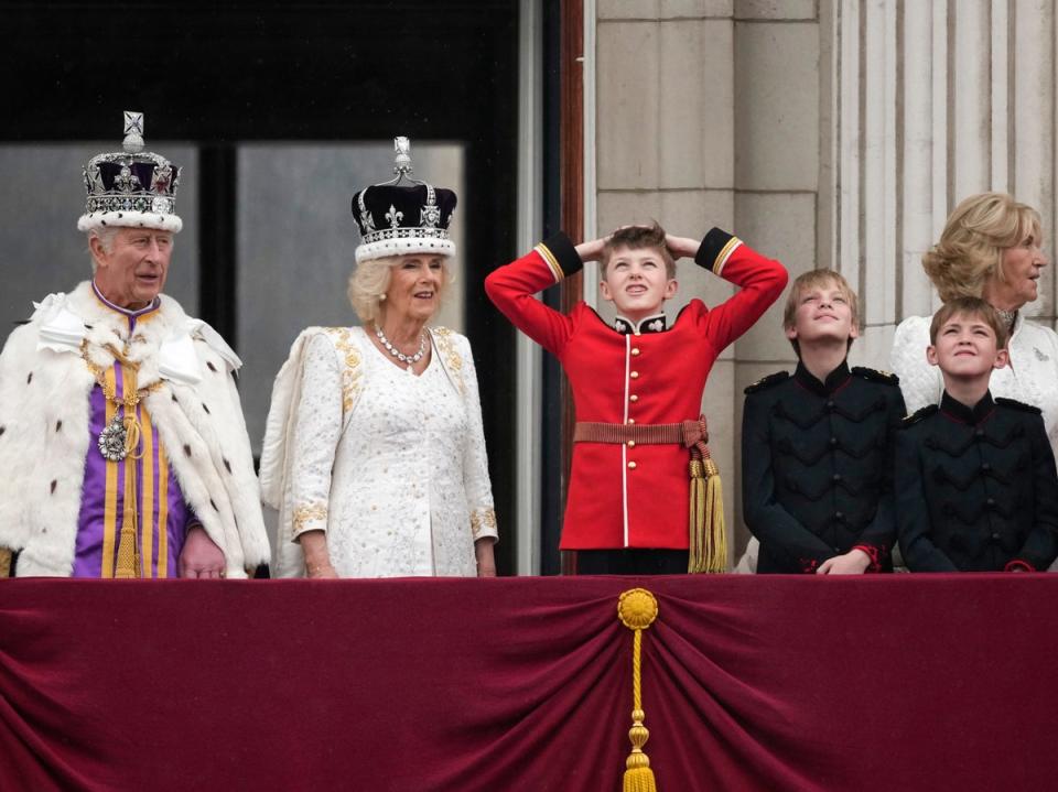 Arthur Elliot, Mary-Clare and Ben Elliot’s son, pictured in black on the far-right (Getty Images)