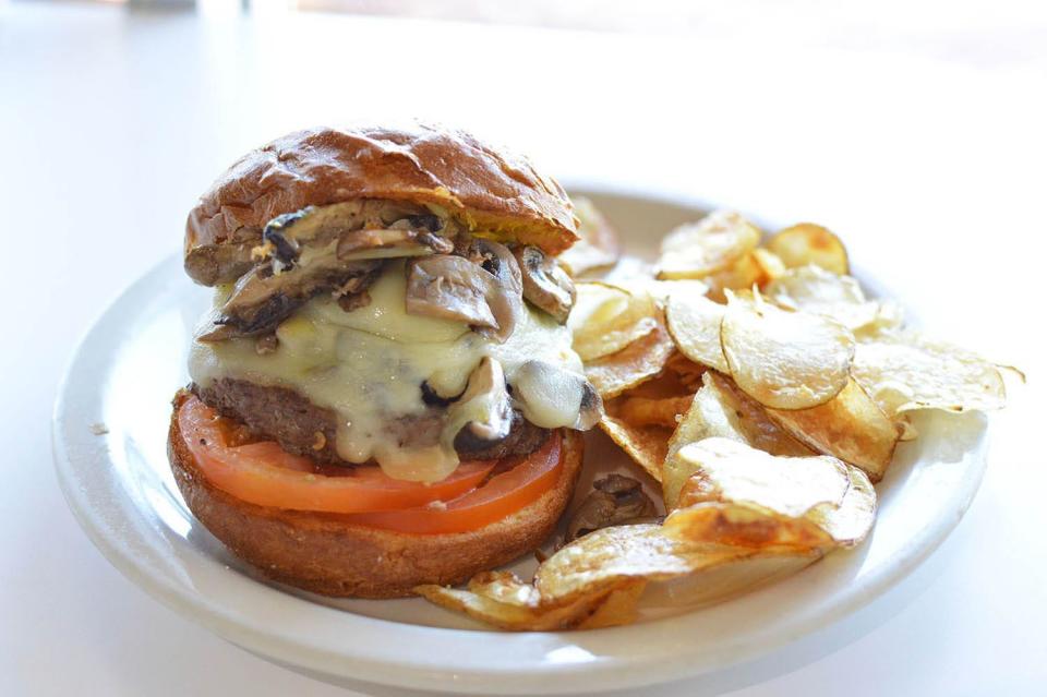 The Swiss mushroom burger at Over Easy.