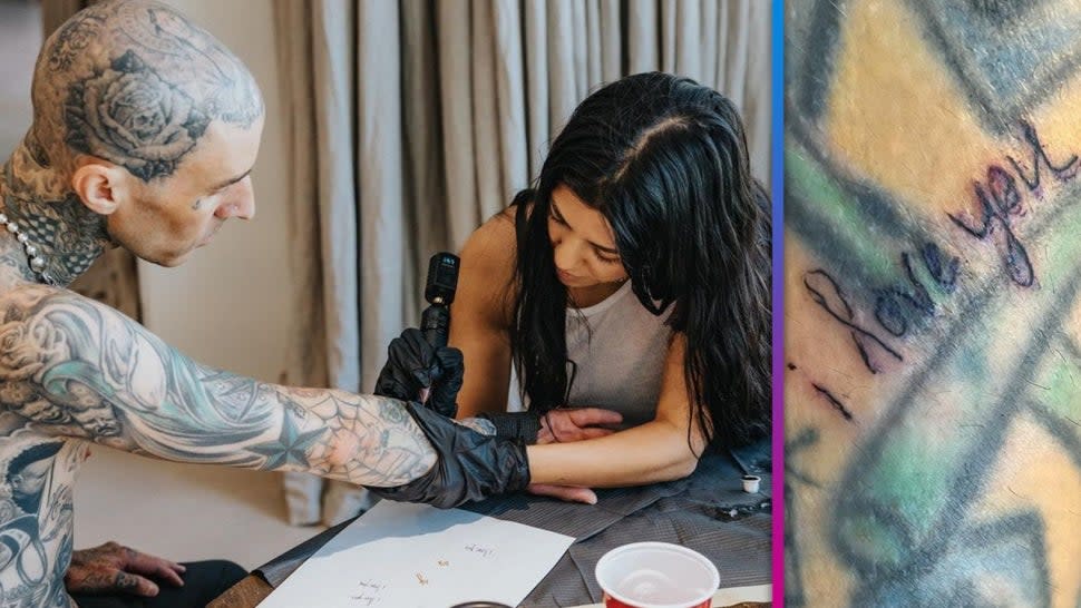 Kourtney Kardashian Tattoos ‘I Love You’ on Travis Barker’s Arm