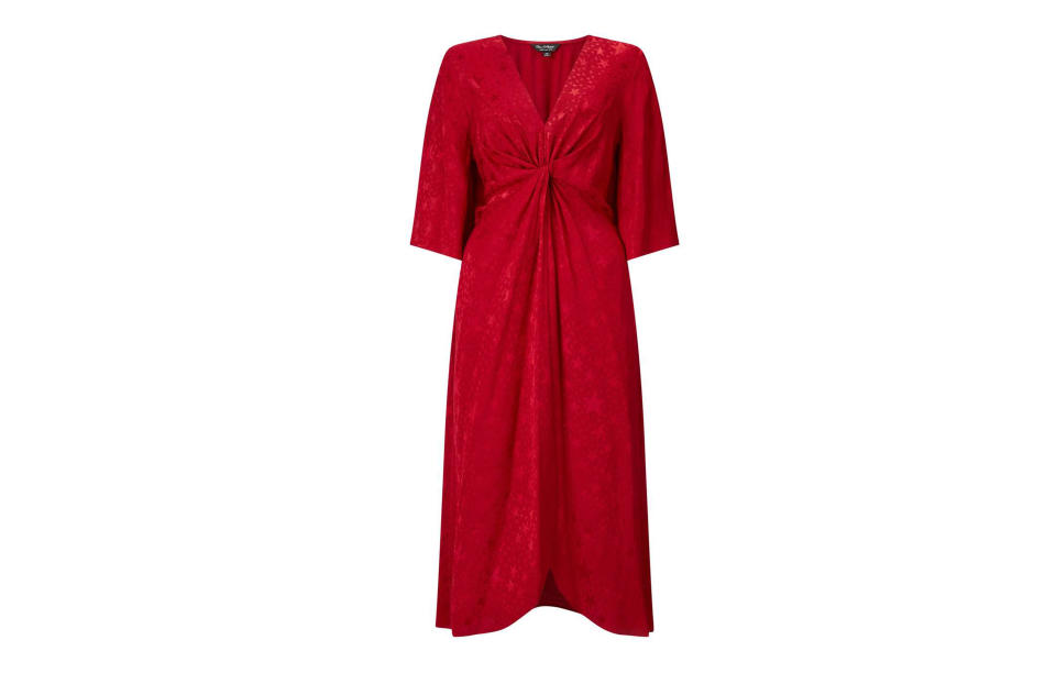 Red Wrap Star Jacquard Dress