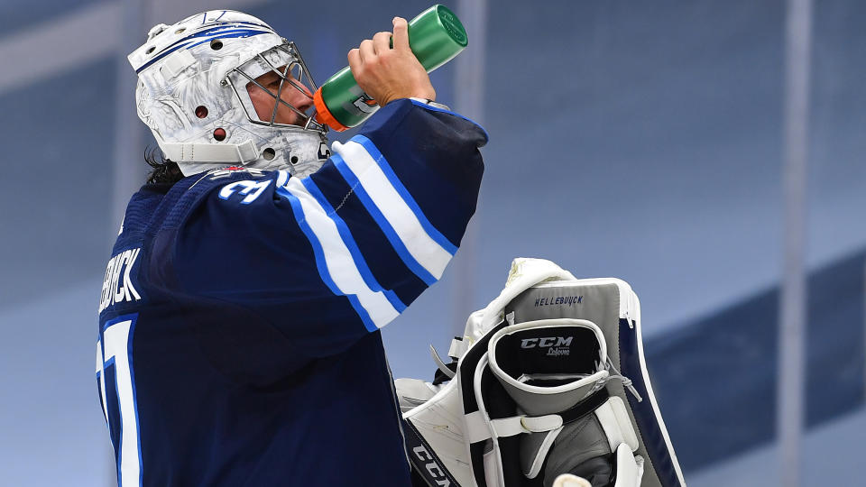 Connor Hellebuyck has put the Winnipeg Jets on his back. (Photo by Andy Devlin/NHLI via Getty Images)