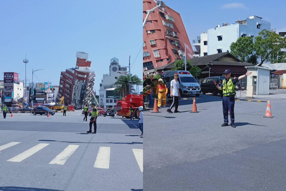 花蓮縣警方動員警力協助救災。（花蓮縣警局提供）