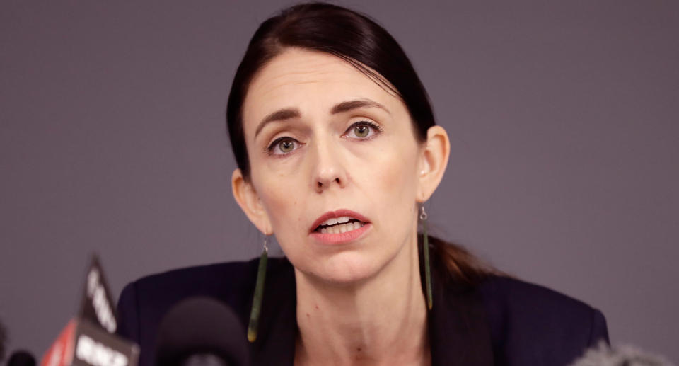 NZ PM Jacinda Ardern is pictured. Thousands were sent into isolation as six new cases were recorded in her country on Saturday.