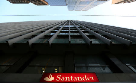 FILE PHOTO: A Santander logo is seen in Rio de Janeiro, Brazil, September 6, 2017. REUTERS/Sergio Moraes/File Photo