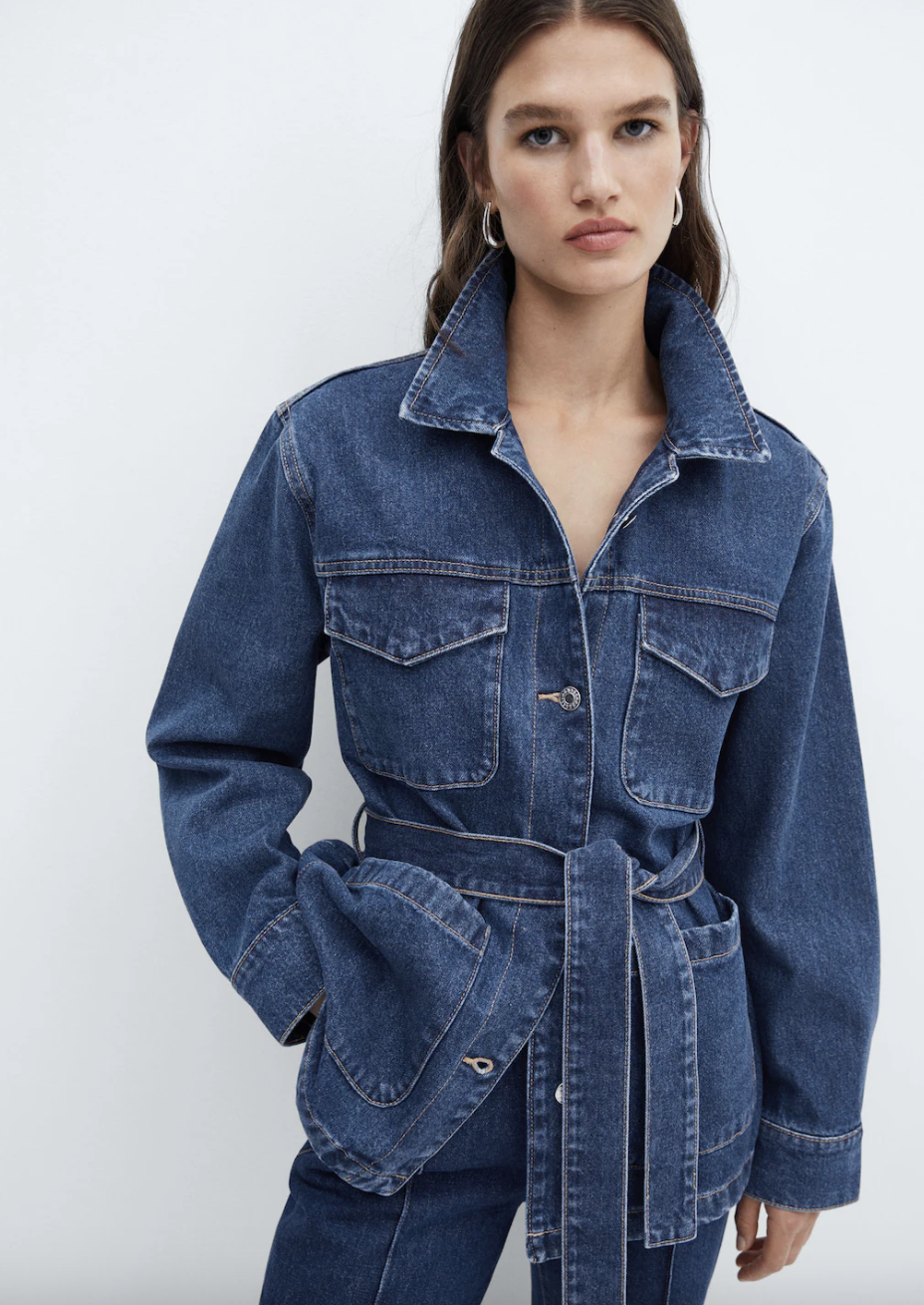 Denim jacket with Belt (photo via Mango)