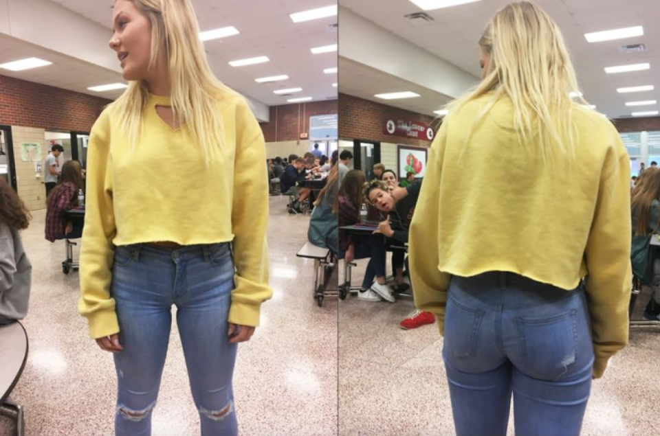 Sie trug Pullover und Jeans – für ihre Lehrer ein ganz klarer Verstoß gegen die Kleiderordnung. (Bild: Twitter/emilylacerra )