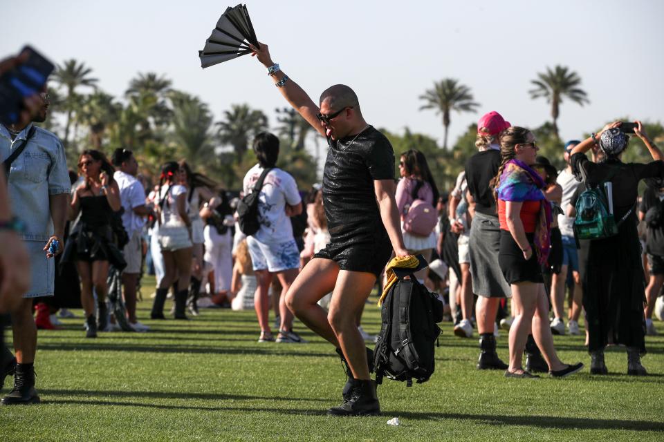 Joaquin Cortez of Coachella walks the grounds of the Empire Polo Club during the Coachella Music and Arts Festival in Indio, Calif., on Friday, April 12, 2024.