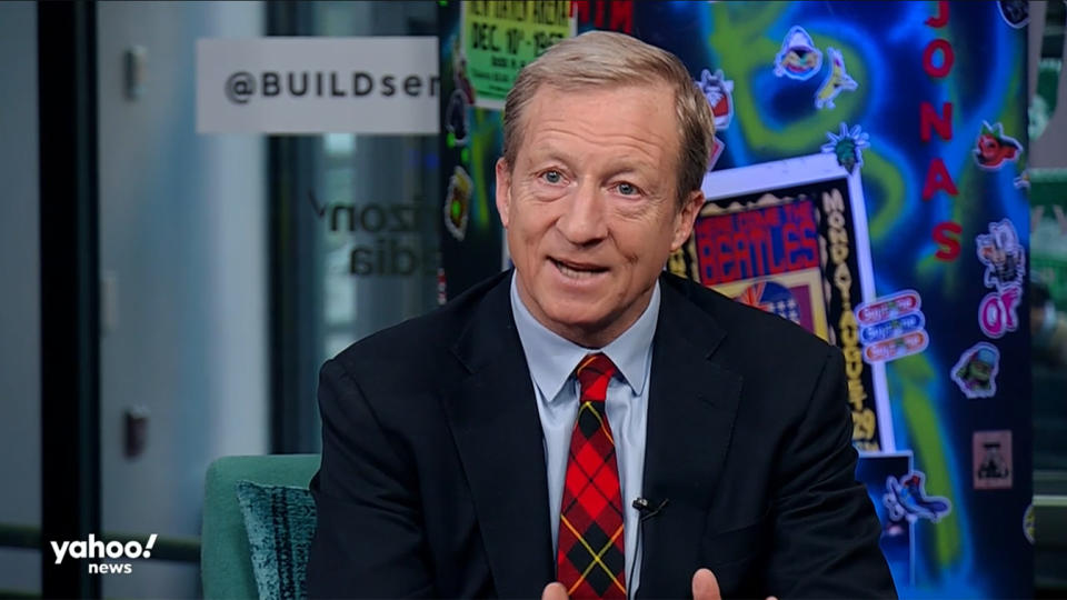 Tom Steyer interviewed on "Hot Mic with Brittany Shepherd" at the BUILD Studio in New York. (Screengrab: Build/Yahoo News)