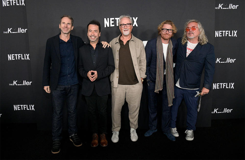Kirk Baxter, Ren Klyce, David Fincher, Erik Messerschmidt and Andrew Kevin Walker attend Netflix's "The Killer" Los Angeles Academy Museum Screening at Academy Museum of Motion Pictures on October 24, 2023 in Los Angeles, California.