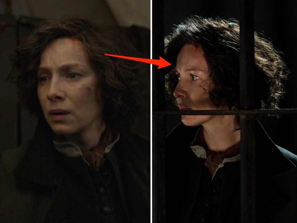 Claire (Caitríona Balfe) in season six, episode eight and season seven, episode one.