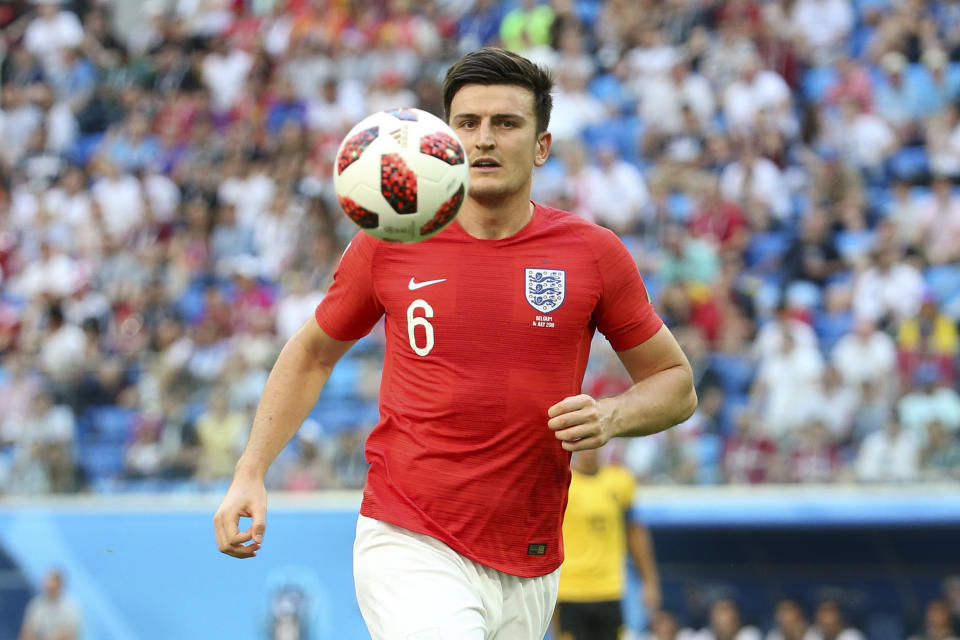 SAINT PETERSBURG, RUSSIA - JULY 14: Harry Maguire of England during the 2018 FIFA World Cup Russia 3rd Place Playoff match between Belgium and England at Saint Petersburg Stadium on July 14, 2018 in Saint Petersburg, Russia. (Photo by Jean Catuffe/Getty Images)