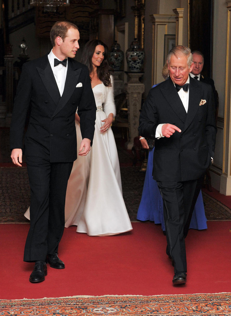 William, Charles et Kate, quelques heures après le mariage royal le 29 avril 2011