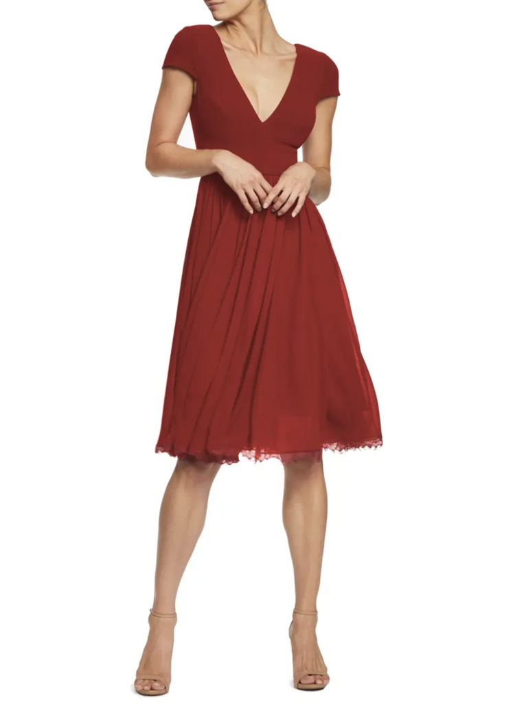 10) Corey Chiffon Fit & Flare Cocktail Dress