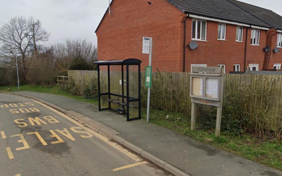 The bus stop in Llandegla