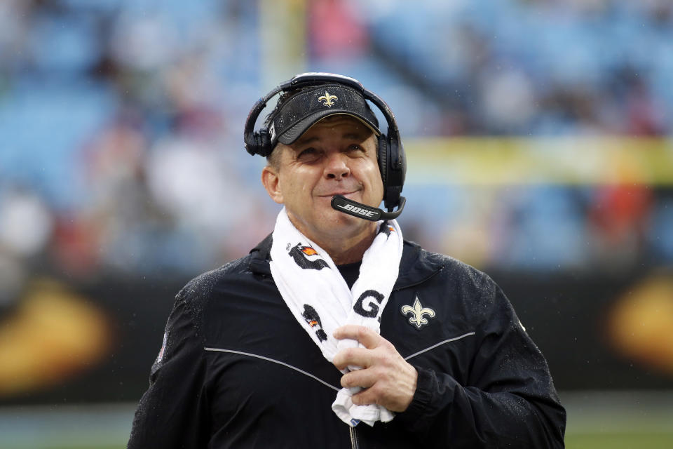 New Orleans Saints head coach Sean Payton described some of the team's draft plans. (AP Photo/Brian Blanco)