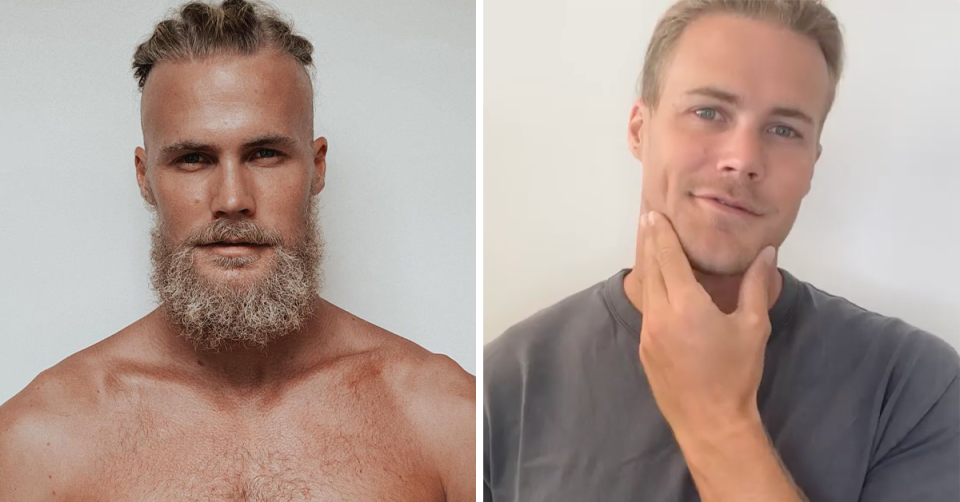 Before and after Jett Kenny shaved off his beard.