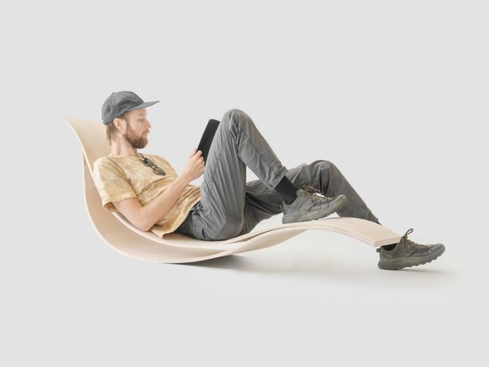 Hylo Tech H2 Chaise Lounge Rocker, made using HygroShape self-assembling wood.