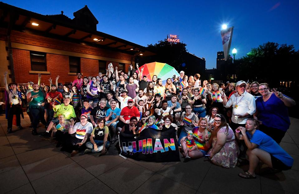 A group photo at the conclusion of Pride in the Park at Everman Park in June 2019.