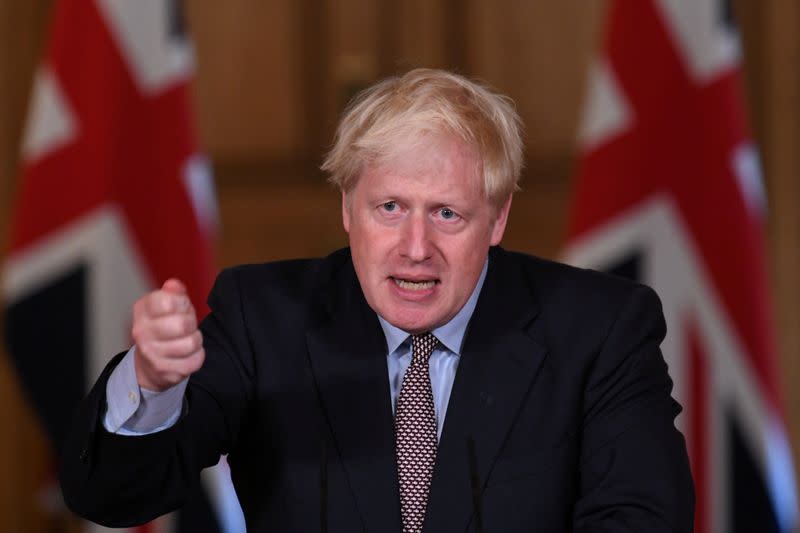 FILE PHOTO: Britain's Prime Minister Boris Johnson holds a virtual news conference, in London