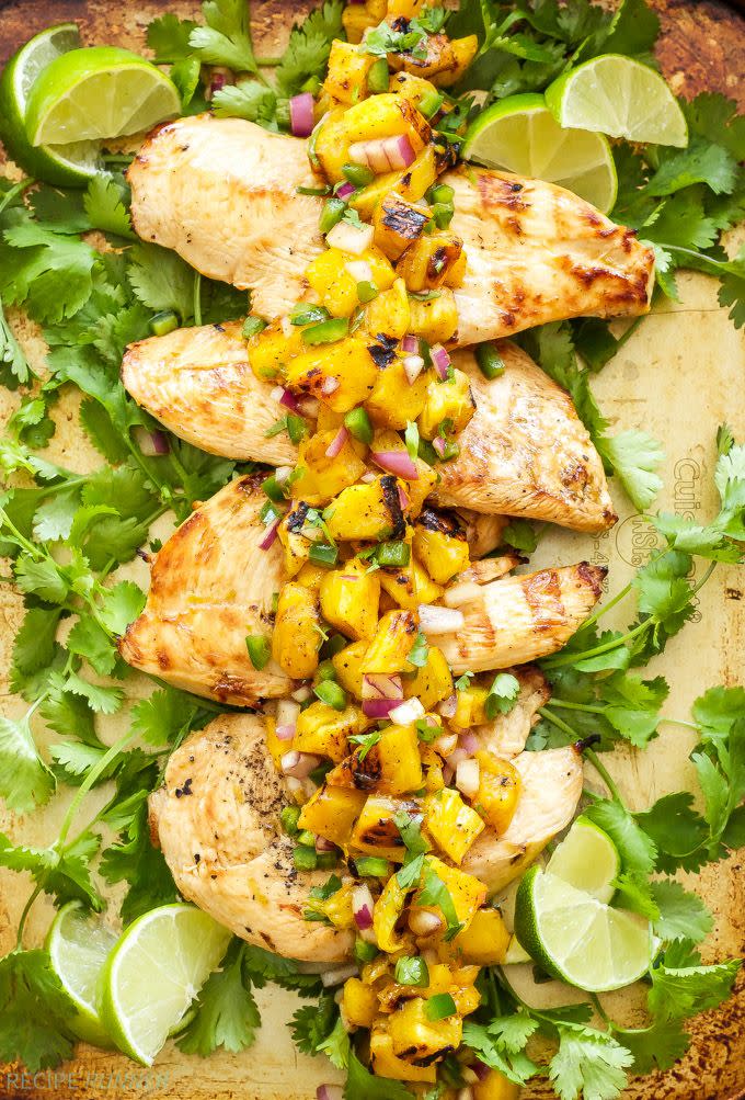 <p>The sweet/savory combo will hook you.</p><p>Get the recipe from <a href="http://reciperunner.com/tequila-lime-chicken-grilled-pineapple-mango-salsa/" rel="nofollow noopener" target="_blank" data-ylk="slk:Recipe Runner;elm:context_link;itc:0;sec:content-canvas" class="link ">Recipe Runner</a>.</p>