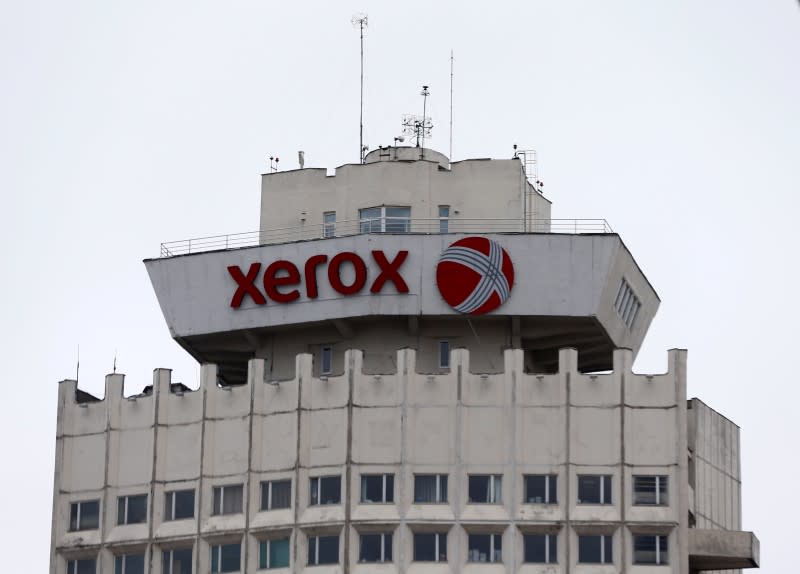 The logo of Xerox company is seen on a building in Minsk, Belarus, March 21, 2016. REUTERS/Vasily Fedosenko - RTX2C64C
