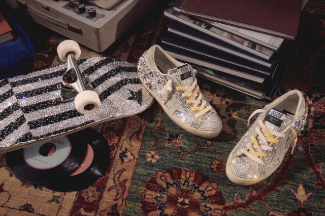 Swarovski, Golden Goose Team Up on Sparkly Sneakers and Skateboard