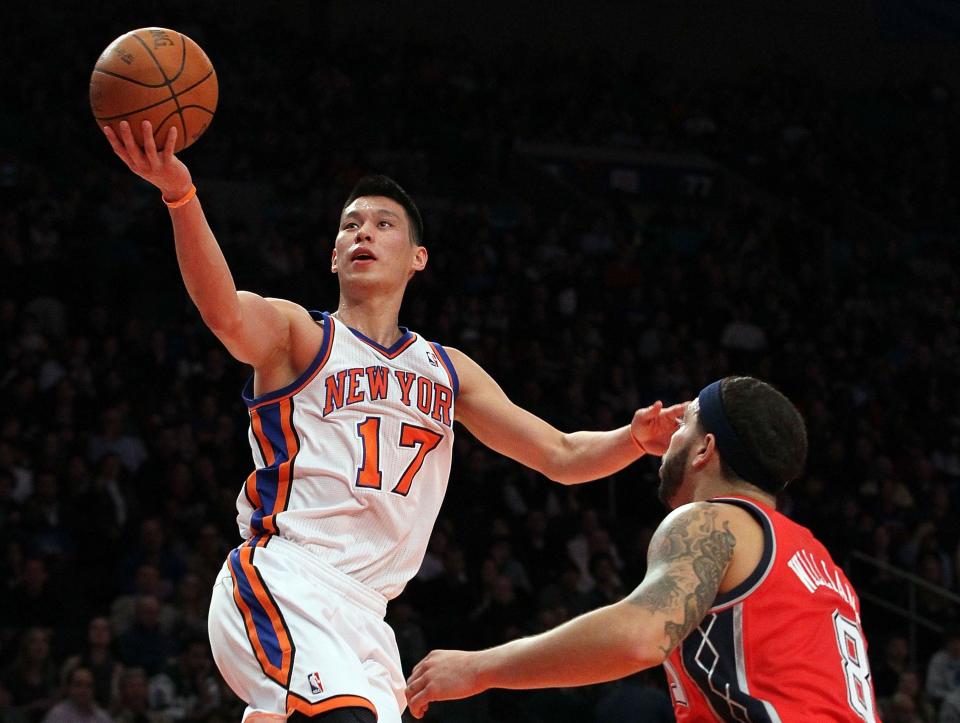 Jeremy Lin seen February 4, 2012. / Credit: Jim McIsaac/Getty Images