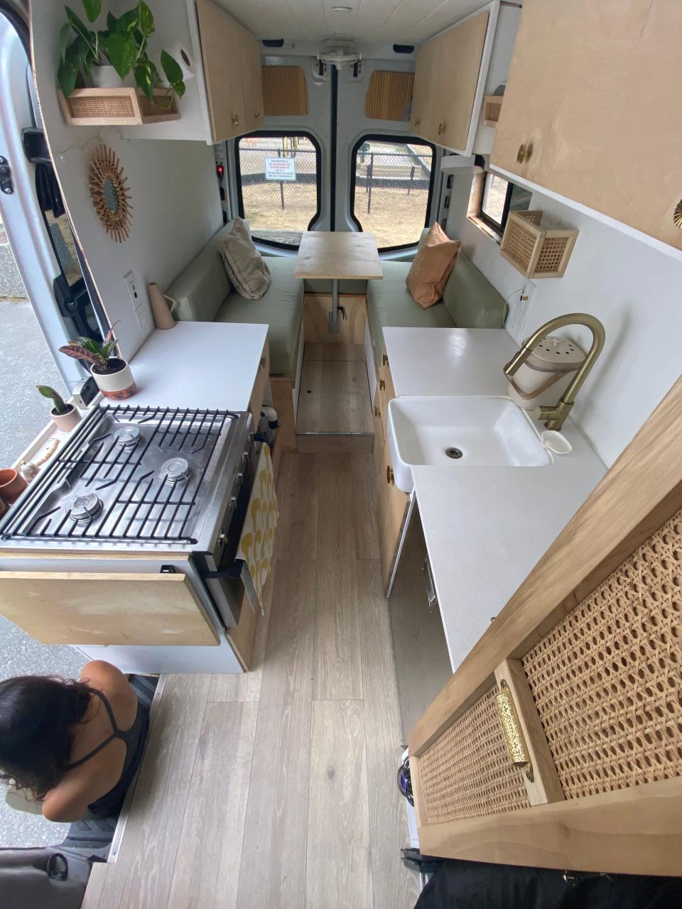 A view of the space inside the van from above.